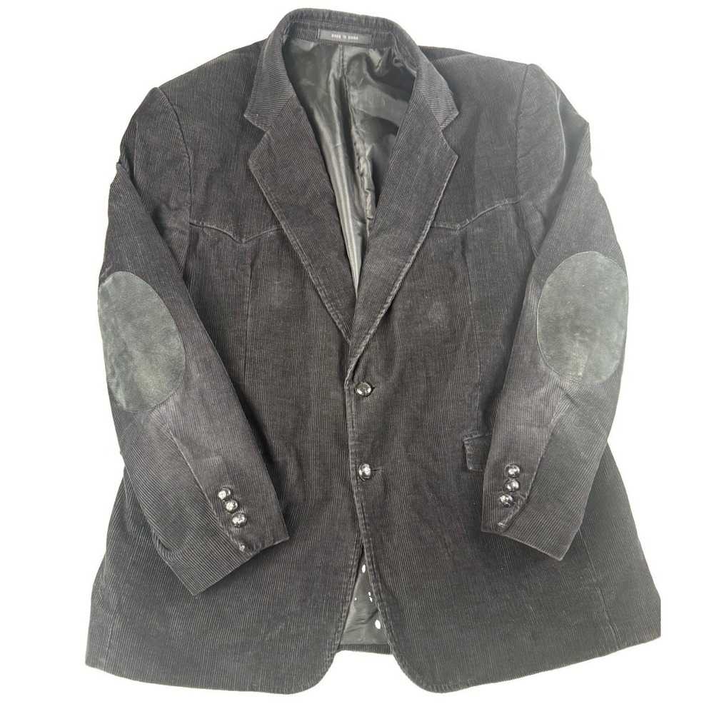 CCC Western Wear Blazer Mens 42R Black Corduroy Western Sport Coat Elbow Patch